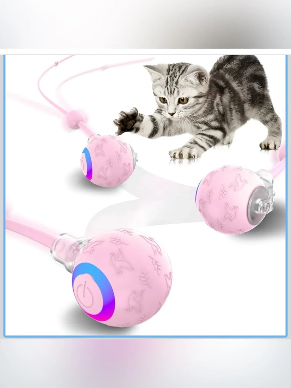 Pink LED Cat Teaser Ball - Rechargeable Interactive Toy